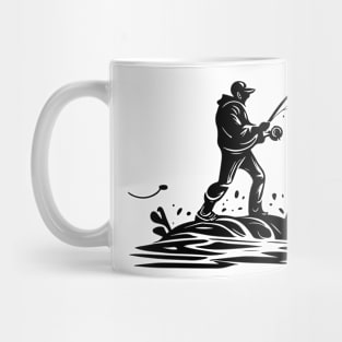 fisherman do fishing in stencil art Mug